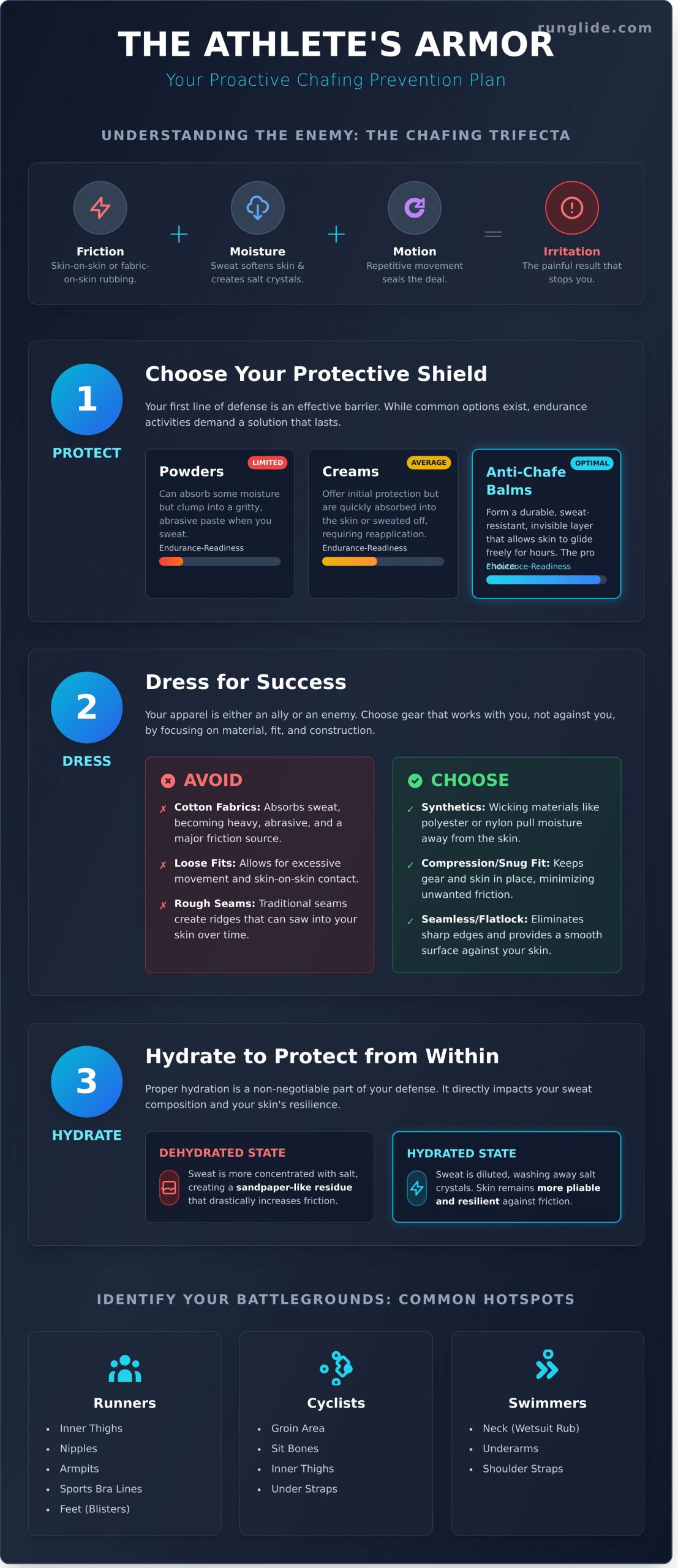 Chafing Prevention for Athletes: The Ultimate Guide to a Pain-Free Performance - Infographic