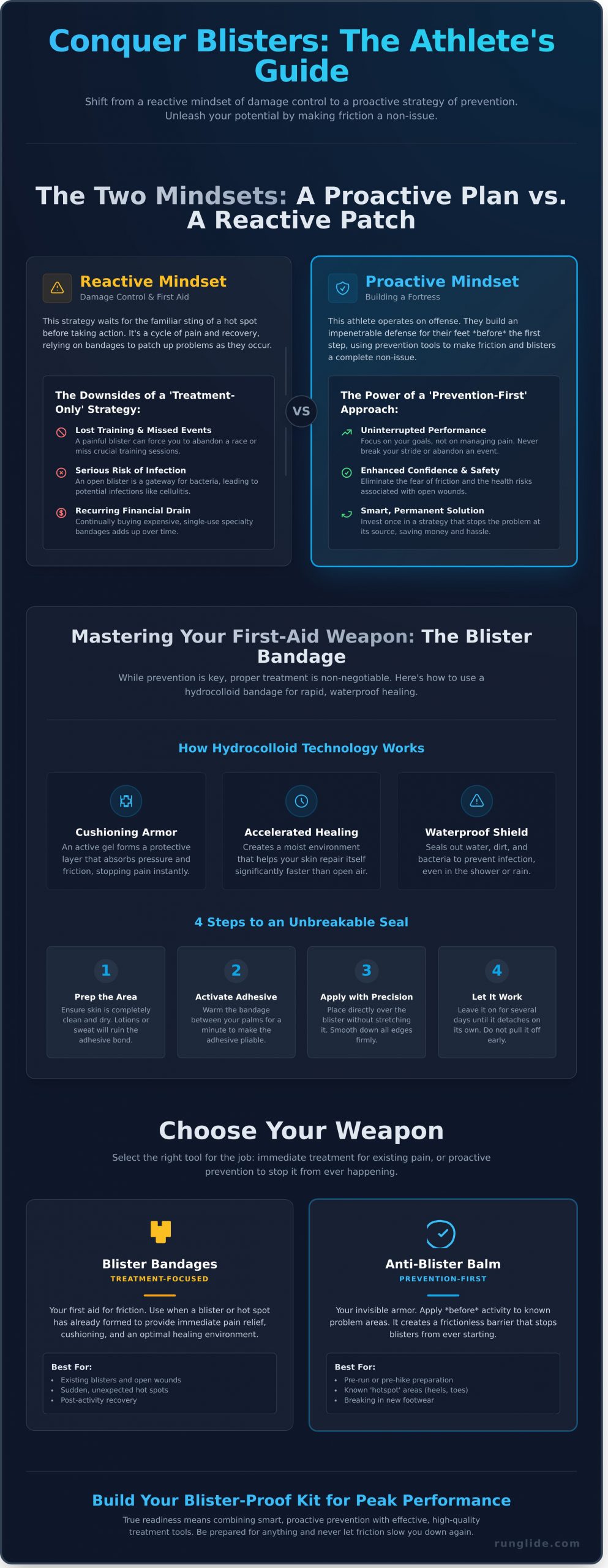 Blister Bandages: The Athlete’s Guide to Treatment vs. Prevention - Infographic